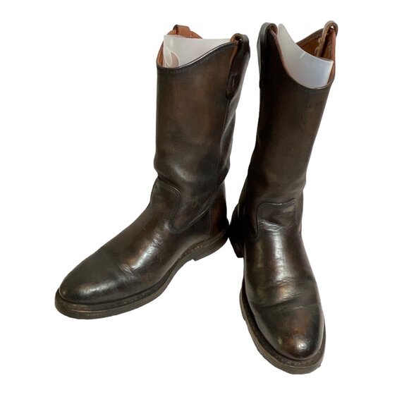 Vtg. Mason Boot Brown Leather Cowboy Boots Rugged Western Style Mens Sz 8.5 D - Picture 2 of 9